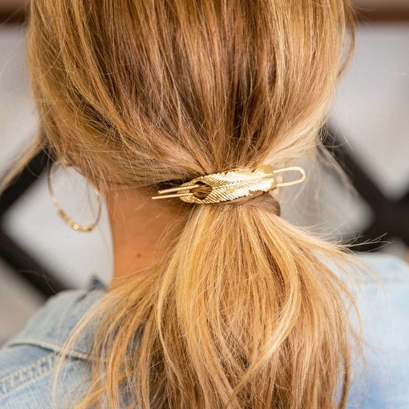 Dani & Em Accessories - Dani & Em Gold Feather Metallic Bun Pin Cuff Hair Accessory